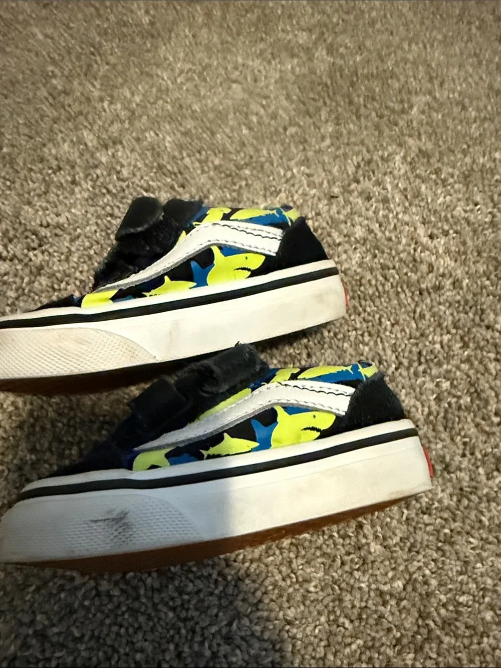 Baby Vans Black & Neon Shark Slip-On Sneakers